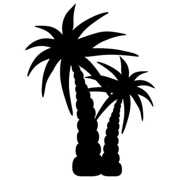 Palm trees silhouettes of tropical trees an exotic plant with a powerful trunk and large leaves