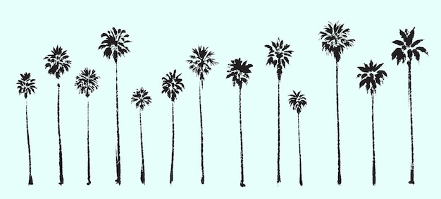 Palm trees textured ink brush drawing