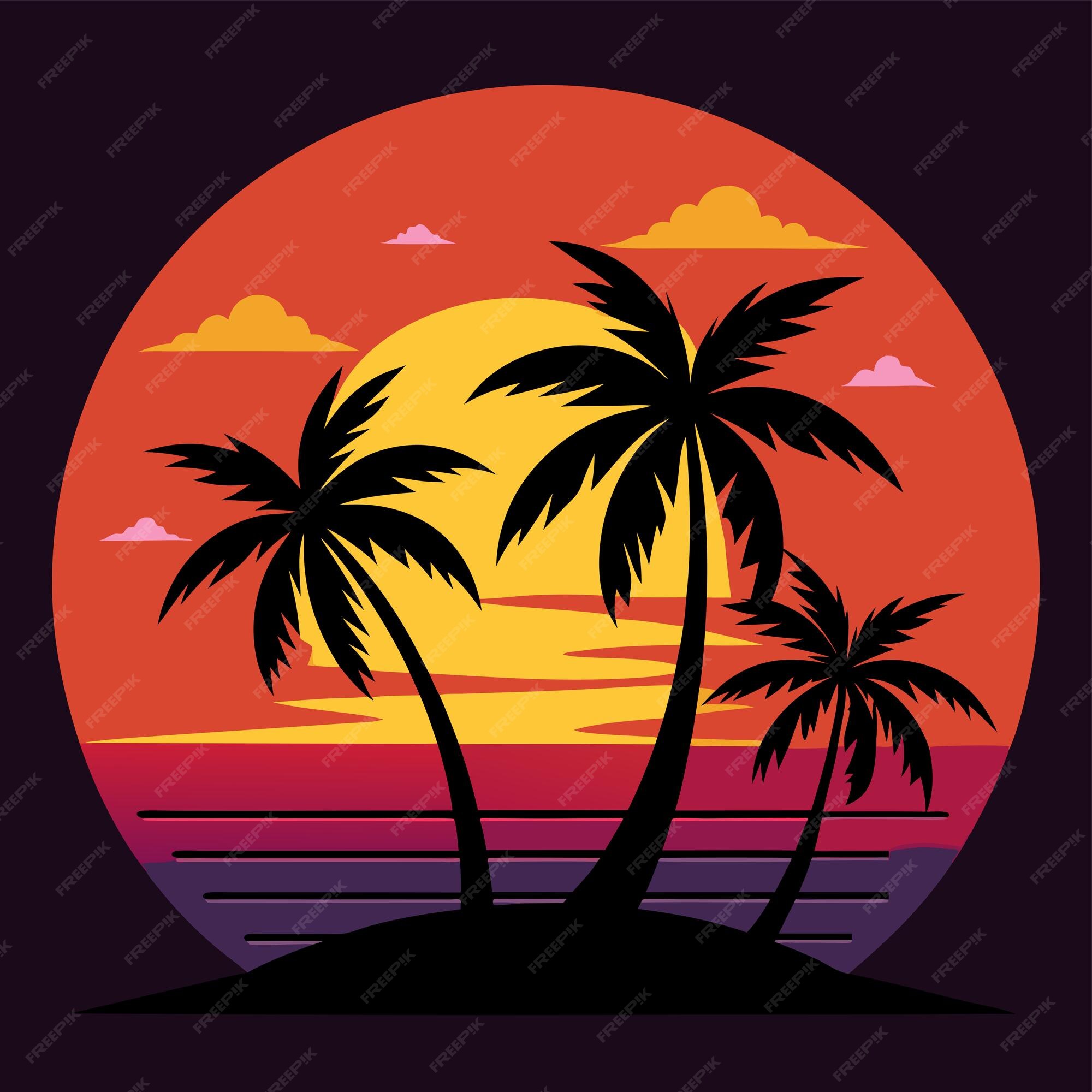 Premium Vector Palm Trees And A Tropical Vector Sunset Premium Vector Palm Trees And A Tropical Vector Sunset