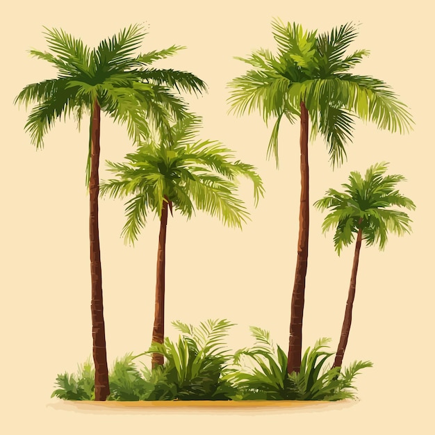 Vector palm trees on white background vector illustration in flat style