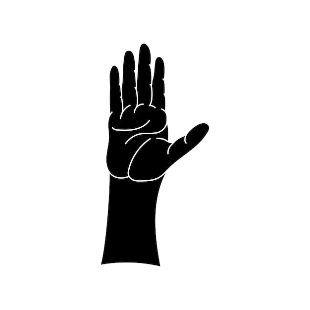 Vector palm up hand gesture silhouette. vector illustration