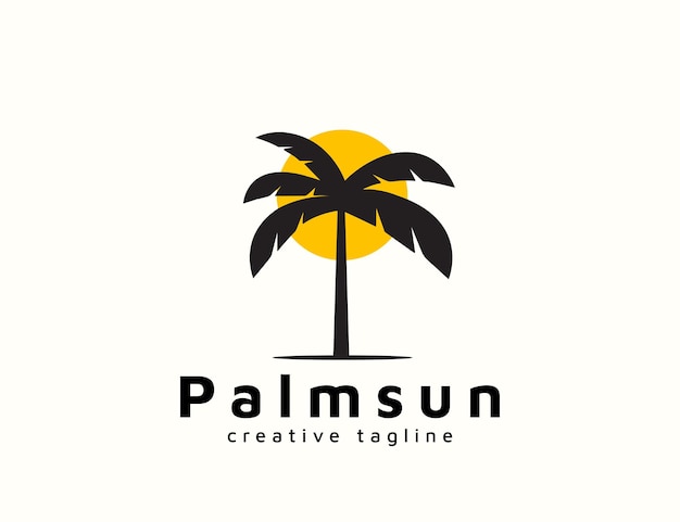 Palm with sun logo design