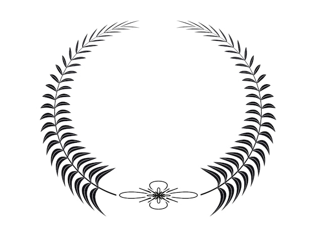 Vector palmblad cirkel frame vector illustratie geïsoleerd op witte achtergrond laurel krans icoon eenvoudig