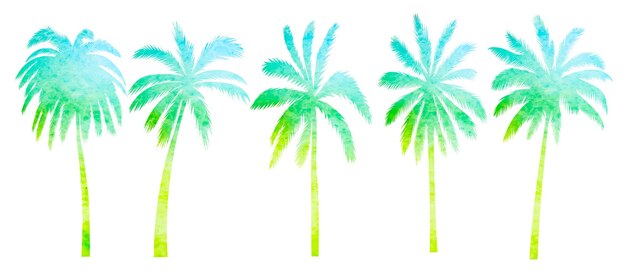 Palmbomen aquarel silhouet op witte achtergrond