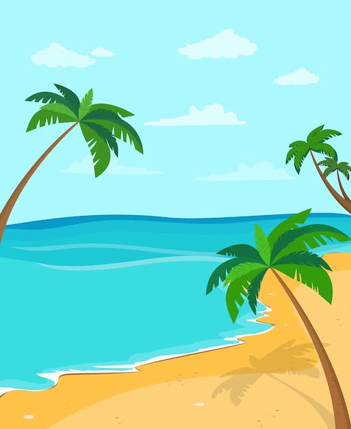 Palmbomen groeien op een tropisch strand