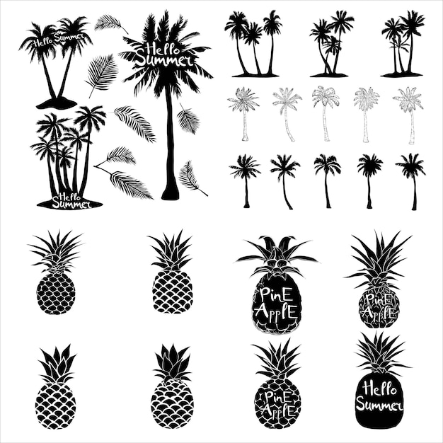 Palmbomen iconen set