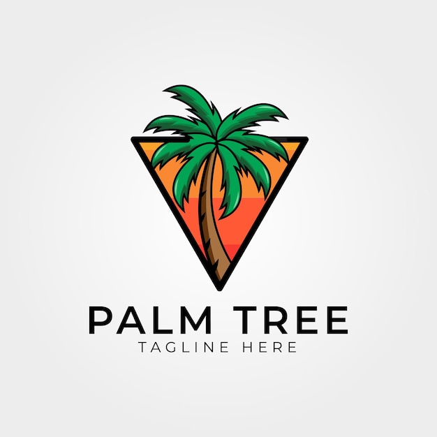 palmboom embleem logo vector vintage illustratie ontwerp buitenactiviteit