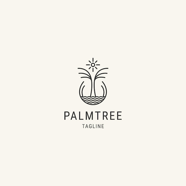 Palmboom lijn logo sjabloon