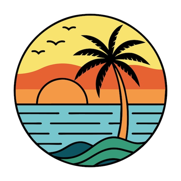 palmboom logo element Palmboom icoon van zomer en reis logo vector illustratie