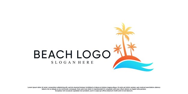 Palmboom logo-ontwerp met creatief concept premium vector