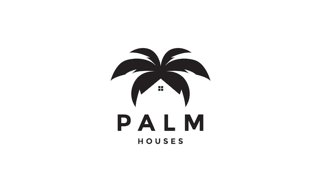 Palmboom met huis logo symbool vector pictogram illustratie grafisch ontwerp