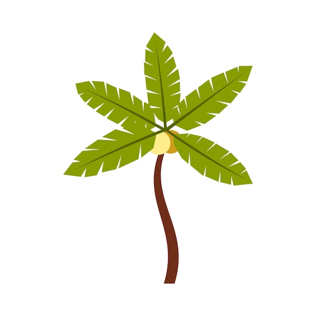 Palmboom met kokosnoten pictogram in vlakke stijl geïsoleerd op witte achtergrond Flora symbool