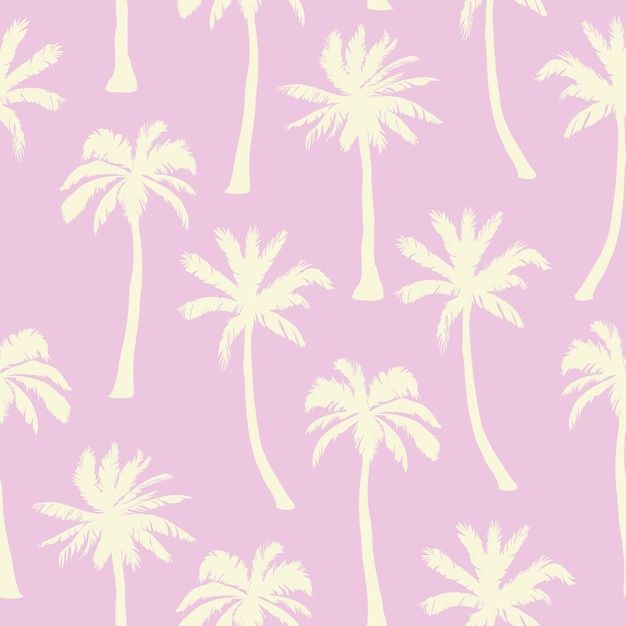 Palmboom patroon. Naadloze hand getrokken texturen op exotische trendy achtergrond.