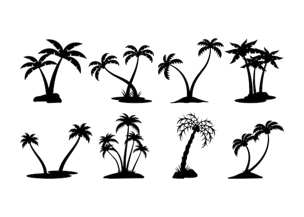 Palmboom silhouet ontwerp sjabloon vector geïsoleerde illustratie