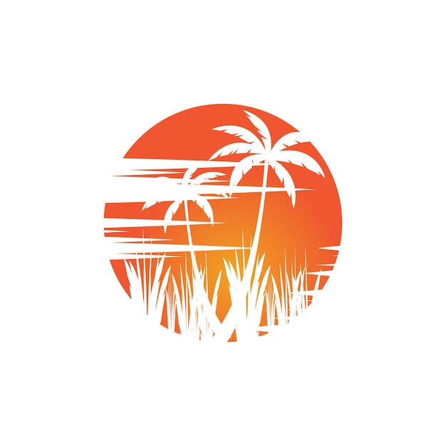 Palmboom strand silhouet voor hotel restaurant vakantie vakantie reizen logo ontwerp