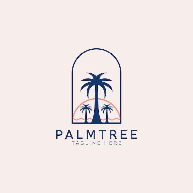 Palmboom strand vintage logo ontwerp sjabloon vector