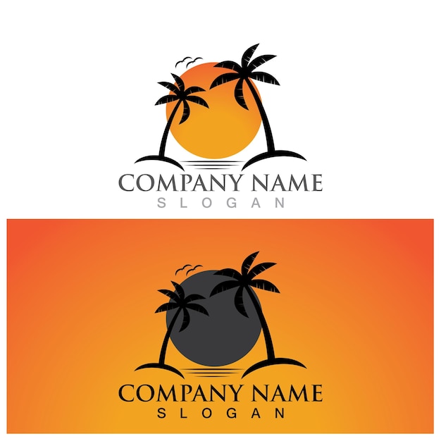 Palmboom zomer logo en vector sjabloon