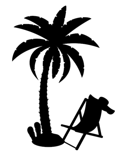 Palmboom zwart omtrek silhouet geïsoleerd op een witte achtergrond