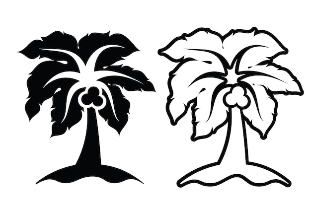 Palmboomsilhouet met creatieve omtrekvector