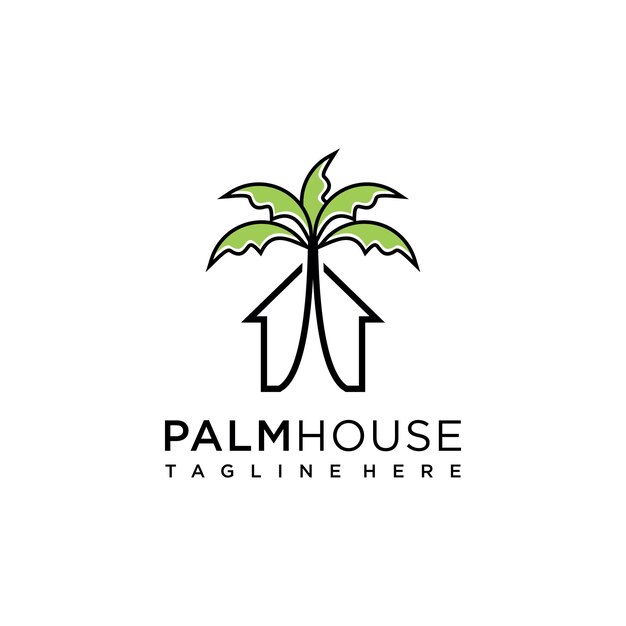 Vector palmhuis-logo-ontwerp met modern concept premium vector