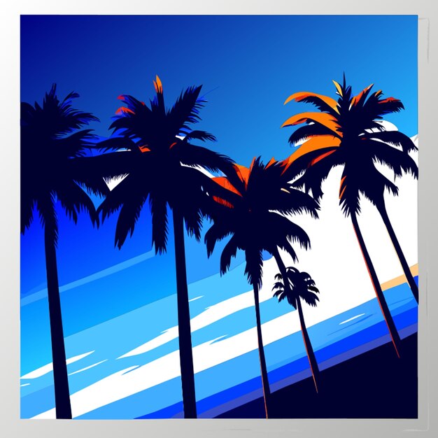 Vector palms from both sides blue sky vector illustration