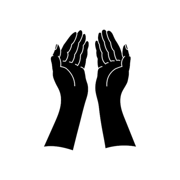 Vector palms give gesture silhouette. vector illustration