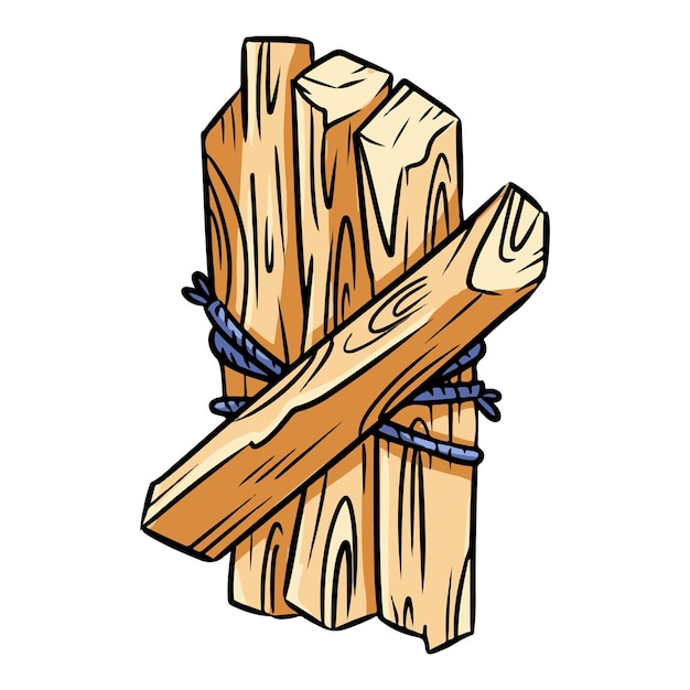 Palo santo legato con filo. bastoncini aromatici dell'albero di legno sacro dall'america latina. sbavatura bruciare incenso fascio immagine vettoriale d'archivio