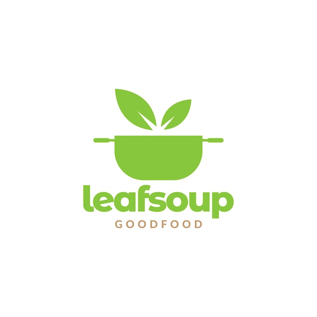 Pan cooking green with leaf vegetable logo design vector graphic symbol icon illustration creative idea