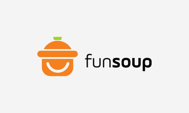 Logo pan of soup con sorriso divertente in stile semplice