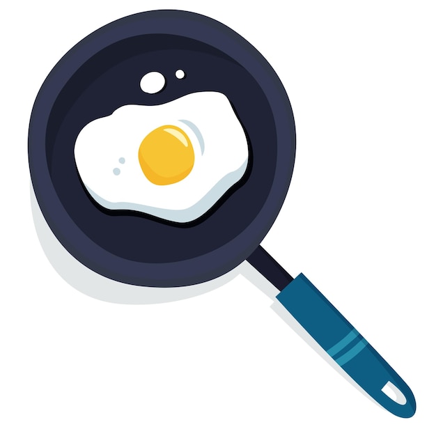 Pan with eggs Flat cartoon style vector illustration