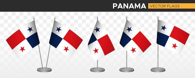 Panama desk flags mockup 3d vector illustration table flag of panama