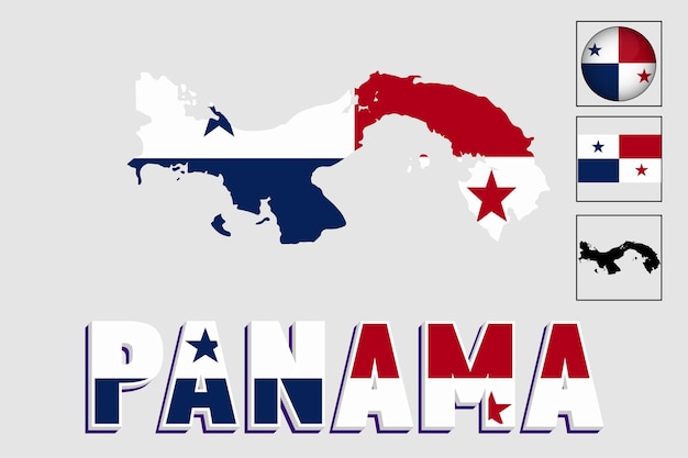 Vector panama flag and map in a vector graphic