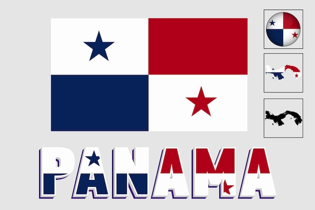 Vector panama flag and map in a vector graphic