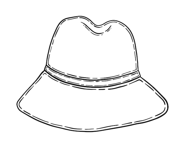 Panama hat sunstroke protection doodle line cartoon