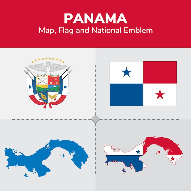 Panama-kaart, vlag en nationale embleem