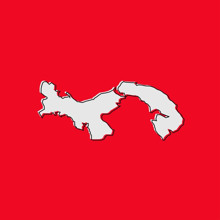 Vector panama map on red background