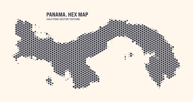 Panama Map Vector Hexagonal Half Tone Pattern Isolated On Light Background