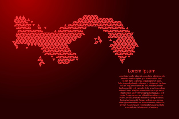 Vector panama schematic map made of red triangles