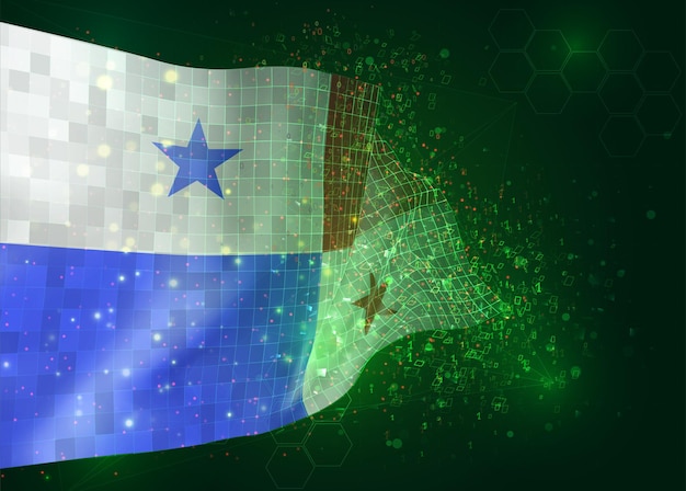 Panama, on vector 3d flag on green background with polygons and data numbers