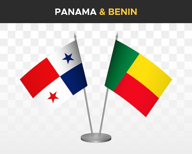 パナマ対ベナン デスク フラグ モックアップ分離 3 d ベクトル イラスト テーブル フラグ
