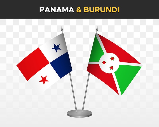 Panama vs burundi bureau vlaggen mockup geïsoleerde 3d vector illustratie tafelvlaggen