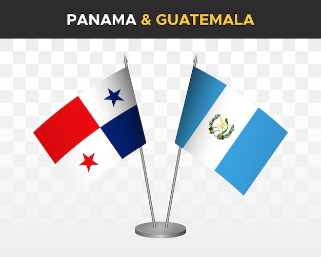 Panama vs guatemala desk flags mockup isolated 3d vector illustration table flags