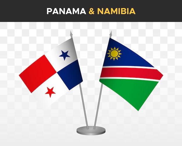 Panama vs namibia desk flags mockup isolated 3d vector illustration table flags