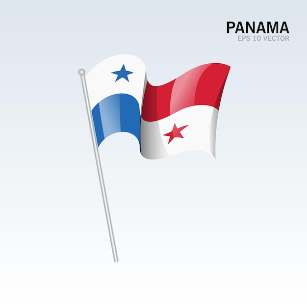 グレーに分離されたパナマの旗を振っています。