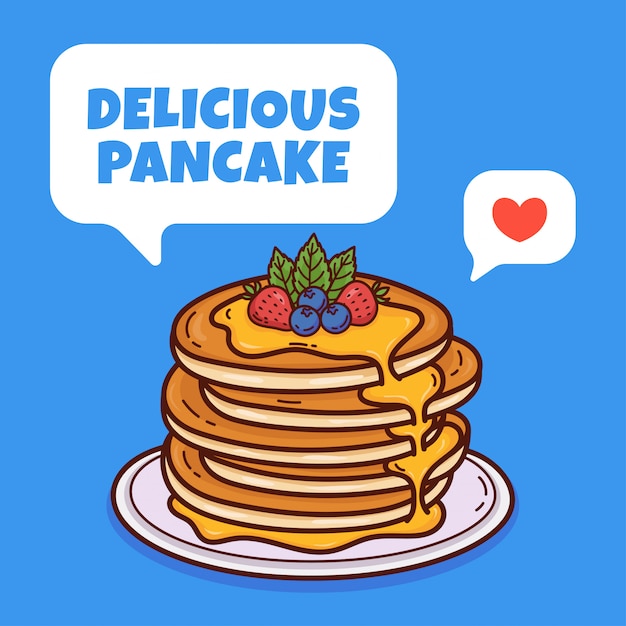 Vector pancake cartoon   doodle illustration