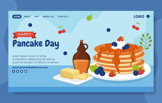 Vettore pancake day social media landing page cartoon modelli disegnati a mano illustrazione di sfondo