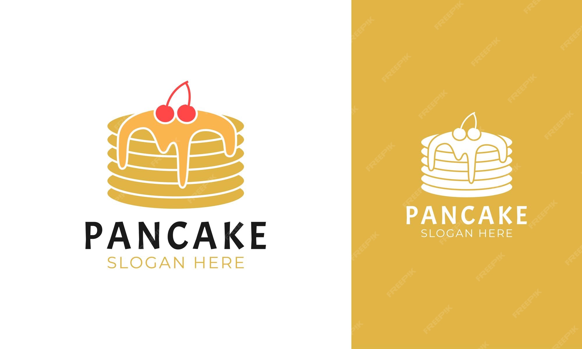 Premium Vector Pancake logo design with cherry icon and honey melted
