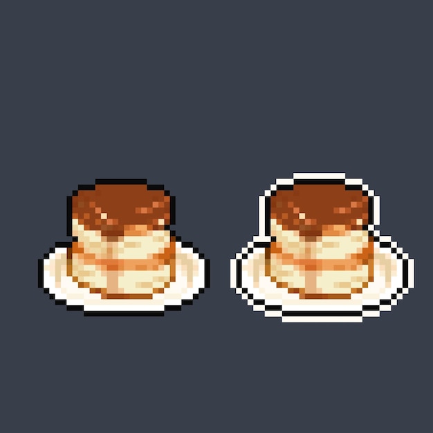 pancake with chocolate cream in pixel art style