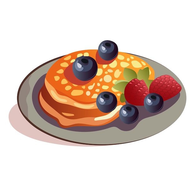 Vettore pancake di set colorato questa illustrazione celebra la gioia dei pancake ben progettati.