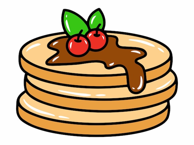 Pancakes Fast Food Clipart Illustration